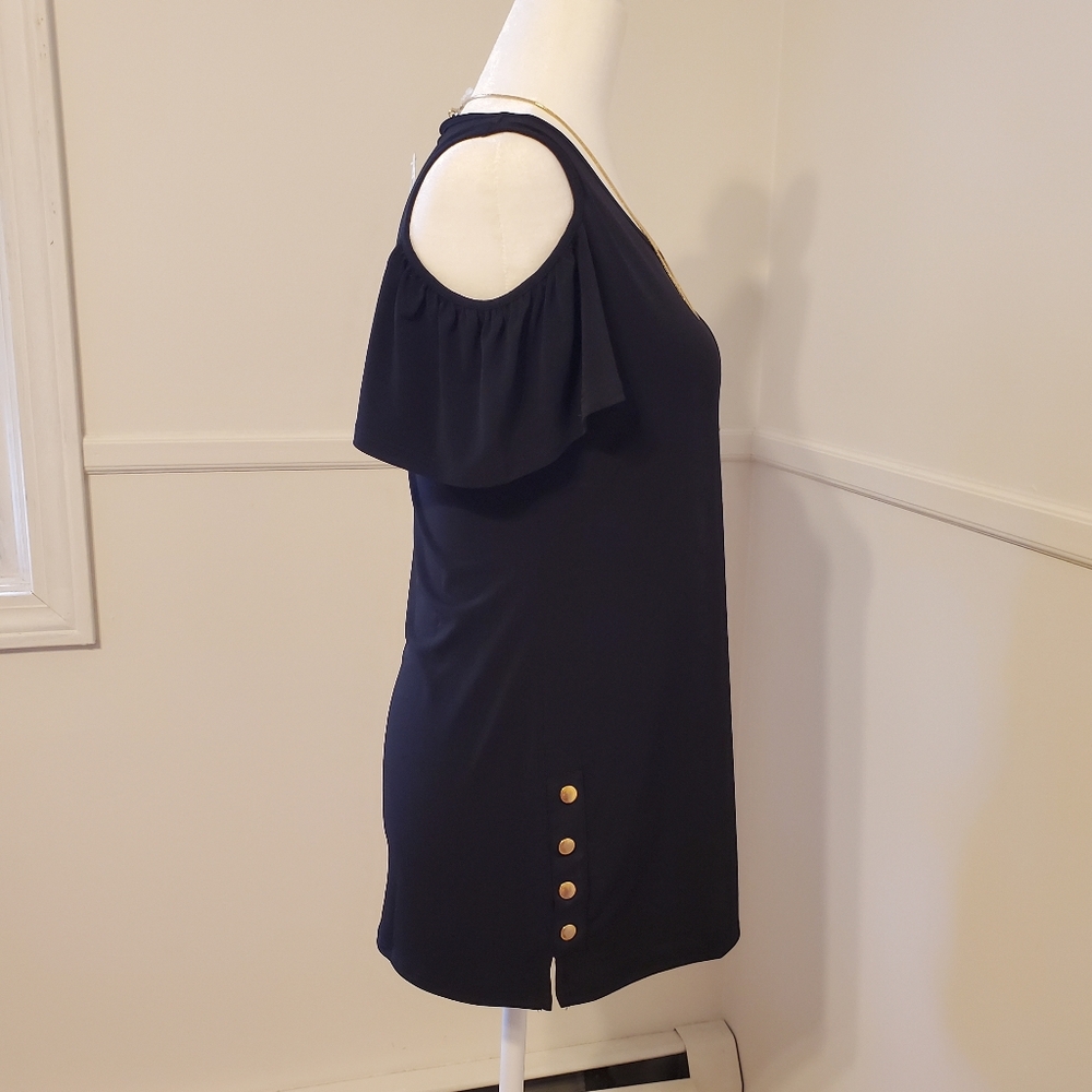 JM Collection cold shoulder top - Picture 3 of 11